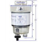 Filtr separator paliwo-woda z odstojnikiem 156x82 króćce 10mm