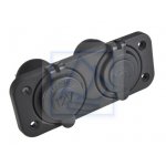 Gniazdo zapalniczki 12V + 2 x USB wpuszczane czarne