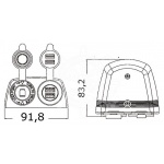 Gniazdo zapalniczki + 2 x USB montaż poziomy 12V