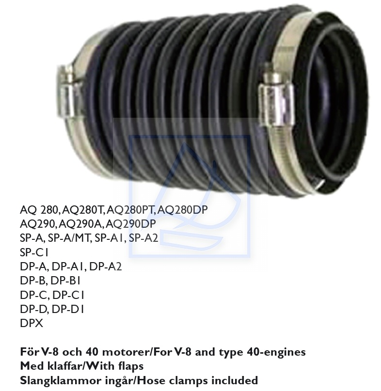 Mieszek wydechu z klapami Volvo Penta 876633 AQ280 AQ290DP