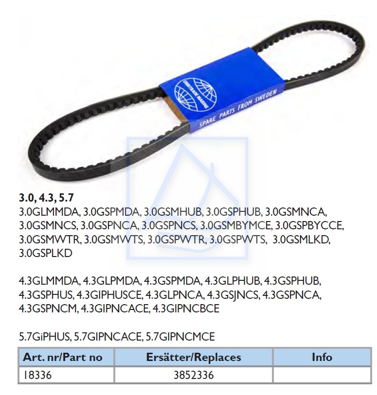 Pasek klinowy alternator Volvo Penta 3853713 ORB 18336