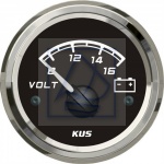 Wskaźnik napięcia woltomierz 2" 12V  KUS czarny z ramką SS  